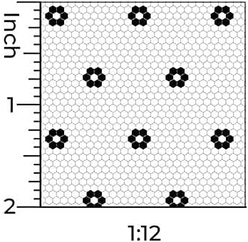 Itsy Bitsy Mini 1:12 12In 18In SF-O-WAL1597-PS-L Black and White Hexagon Flower Tile Dollhouse Flooring Wallpaper Scale