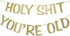Holy You're Old Banner Gold Glitter for 30th to 90th Birthday, Funny Birthday Banner Sign Bunting Party Decor