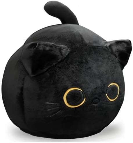 CHNBF Soft Black Cat Plush Toy Pillow - Stuffed Animal for Kids, Boys & Girls Gifts