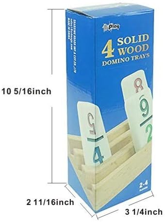 Set 4, PUREPLAY Wooden Domino Trays of Wooden Domino Trays Holders for Domino Tiles,Domino Games,Mexcian