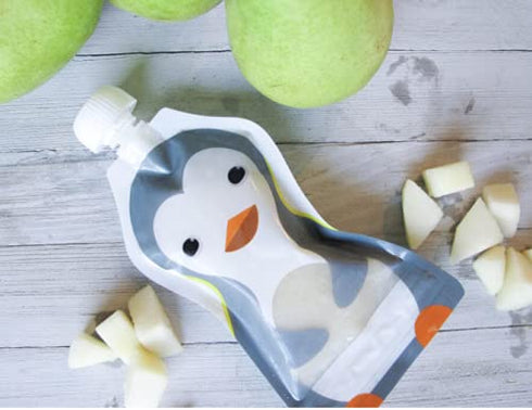 Squooshi Reusable Baby Food Pouches for Toddlers, BPA Free, Freezer Safe, Refillable for Applesauce Yogurt, 6 Pack
