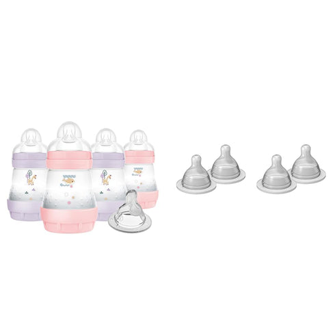MAM Anti-Colic Baby Bottles, Slow Flow Nipples, Extra Slow Flow Nipples, 5oz, 0-3