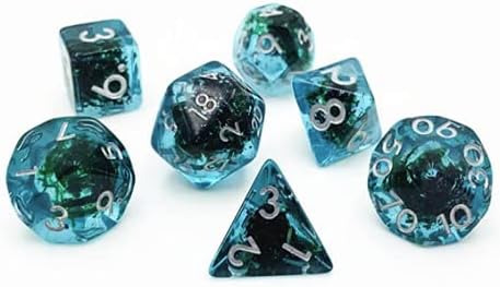Ocean Moss DND Dice Set: Unique Aquamarine Resin Polyhedral Dice for D&D and Pathfinder