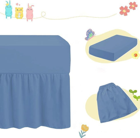 Stoffkontor (24 38) 10 Inch Mini Crib Ruffle Bed Skirt x with Drop Dust Ruffle for Baby Boys or Girls Nursery Crib