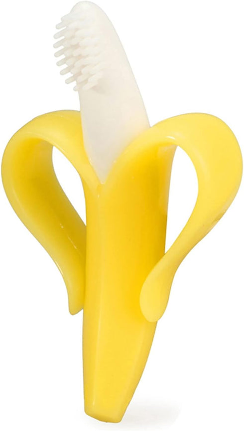 Banana Teether, Soothing Pain Relief Soft Silicone Train Baby Toothbrush, Teething Toys