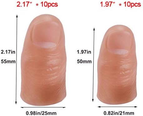 ANCIRS 20 Pcs Finger Magic Trick, 2 Sizes Fake Soft Thumb Cover, Prank Toy Tool for Making Objects Appear/Disappear