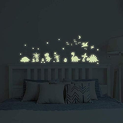 BENBO Glow in Dark Wall Decals, DIY Luminous Vinyl Stickers for Kids Girls Bedroom Home Nursery Dinosaurs Decorations