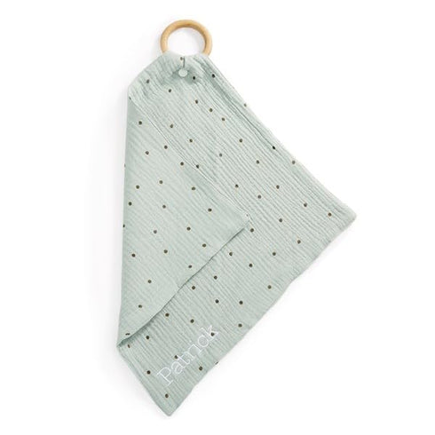 Personalized Polka Dot Mini Teether Blanket - Custom Embroidery Available