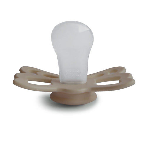 6-18 FRIGG Butterfly Anatomical SilkySoft Silicone Baby Pacifier | Made in Denmark | BPA-Free (Silky Satin/Cream