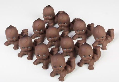 Pack of 24 Kewpie Babies - Brown Babies for Baby Shower Favors, Cake Decorations, 2-1/2" L x 2-1/4" H