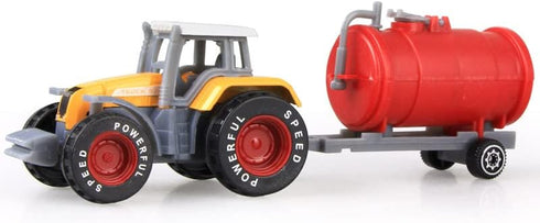 HOMSEEK Set Toy,(Set 4) Kid's Farm Tractor Toys with Trailers,Alloy and ABS Cake Decorating Car Truck Funny Tractor