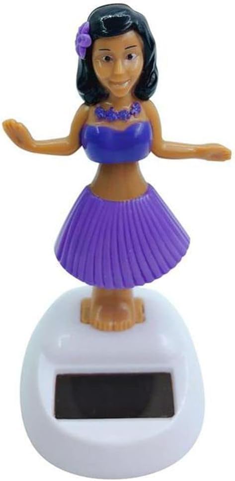 2Pcs Purple Solar Powered Dancing Hula Girl, Dashboard Decorations for Auto Interior Home Decor