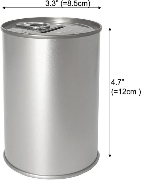 Metal Piggy Bank for Adults & Kids, No Break to Open, Easy-Open-End Lid, Silver