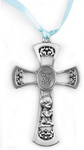 Infant Crib Cross, Protect This Child Cross, Blue Cross Baby Boy Cross, Great Shower Gift