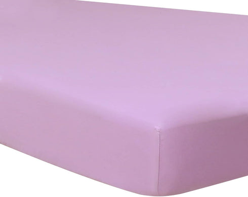 28x52 Baby Crib Fitted Sheet Poplin Natural Cotton for Standard Crib &Toddler Mattress Sheet Cover Solid Purple Girl