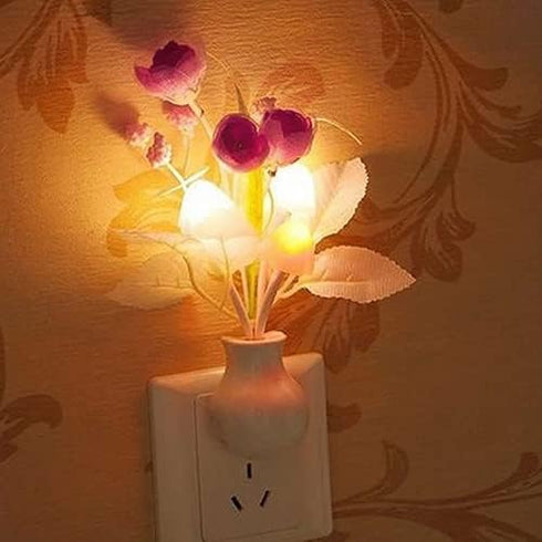cdar Night Light,Tulip Flower Night Light,LED Nightlight Colorful Plug-in Wall Lamp with Light