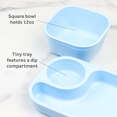 5pc Set Re-Play Tiny Dining Feeding Supplies for Babies and Toddlers, Includes Food Tray, Cup, Bowl, Utensils, Made