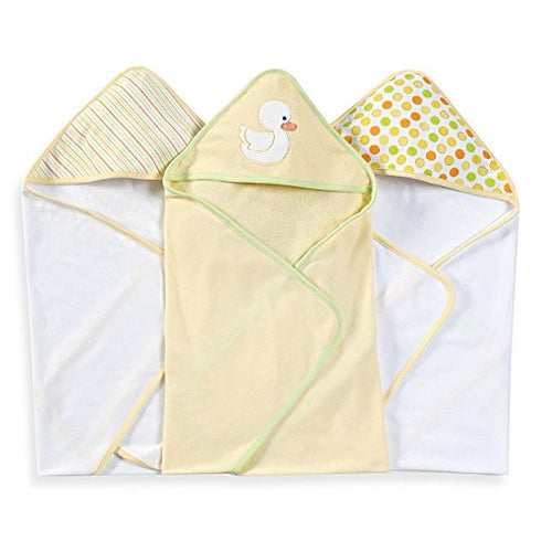 Set Set, Pack 3, Spasilk Hooded Towel for Newborn Boys and Girls, Soft Terry Towel of Yellow Duck