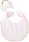 Baby Bib Bow Headband, Newborn Bandana Drooling Teething Muslin Saliva Towel, Adjustable Cotton Gauze Lace Bib