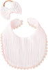 Baby Bib Bow Headband, Newborn Bandana Drooling Teething Muslin Saliva Towel, Adjustable Cotton Gauze Lace Bib