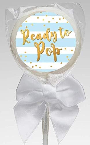 Stripe Ready to Pop Faux Metallic Gold Stickers, 2 Inches Round - 40 Count for Baby Shower Party Favors
