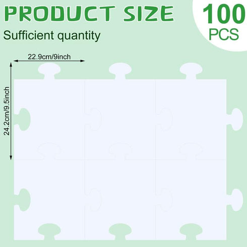 Glenmal 100 Pcs Large White Blank Puzzle Pieces Oversize White Blank Papers Puzzle Pieces Giant Puzzle Piece for Adult to Draw and Write and Makes Huge Art Display