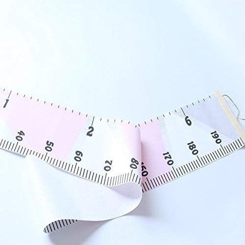 Kids Growth Chart, Wood Frame Fabric Canvas Height Measurement Ruler for Child's Room Decoration (Pink & Grey)
