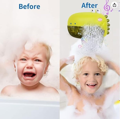 Grechi Dinosaur Bath Toys, Automatic Bubble Machine for Baby Bathtub, Plays 12 Children’s Songs, Great for Toddlers