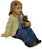 Melody Jane Dollhouse Little Girl Sitting with Teddy, 1:12 Resin Figure