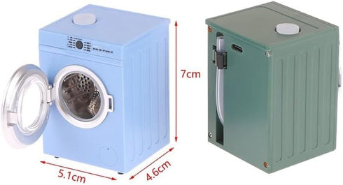 1:12 Mini Washing Machine Model - Real Rotating Drum Design, Dollhouse Miniature Washing Machine Furniture Appliance