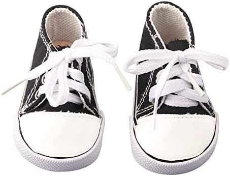 MBD Canvas Sneakers Doll Shoes Fits 18 Inch Dolls and Kennedy and Friends Dolls- 18 Inch Doll Shoes (Black)