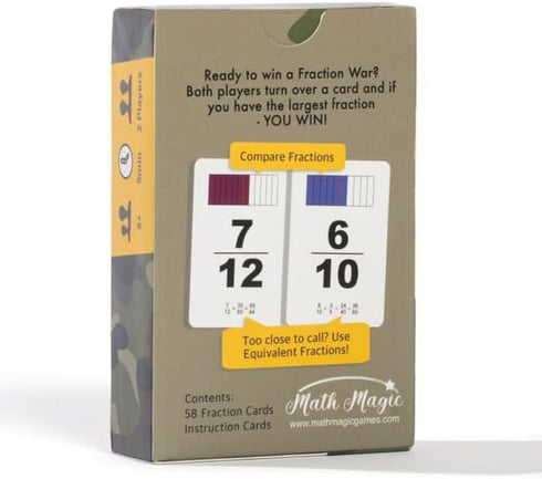 Fraction War Fun Math Game for 2nd to 5th Grade - Learn, Compare, Simplify Fractions (1 Pack) - Standard Edition