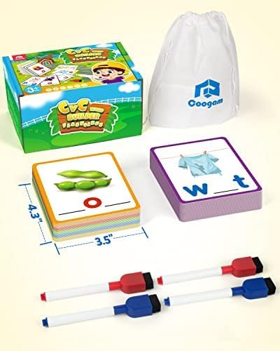 Coogam CVC Sight Words Flashcards, Short Vowel Spelling Game, Montessori Educational Writing Reading Toy Gift