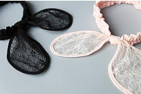 2-Pack Easter Bunny Headbands, Rabbit Ears Lace Elastic Bow for Baby Girls, Newborn, Toddler, Children