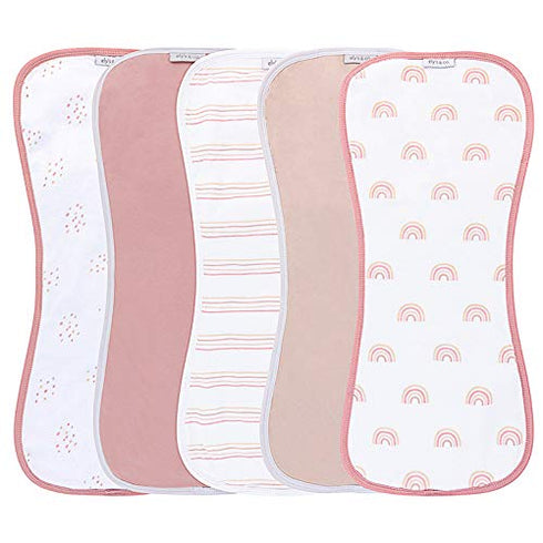 Ely's & Co. Baby Burp Cloths - 5pc Hourglass Shape with Extra