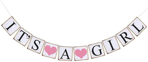 It's A Girl Banner and Sign, Baby Shower Decorations for Girl, Birthday Party Favors
