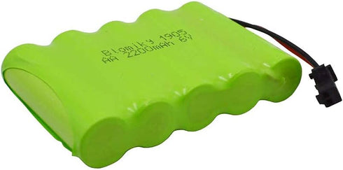 Blomiky 6V 2200mAh Ni-MH Rechargeable Battery Pack, 5 AA with SM-2P Black 2 Pin Connector Plug and USB Charger Cable