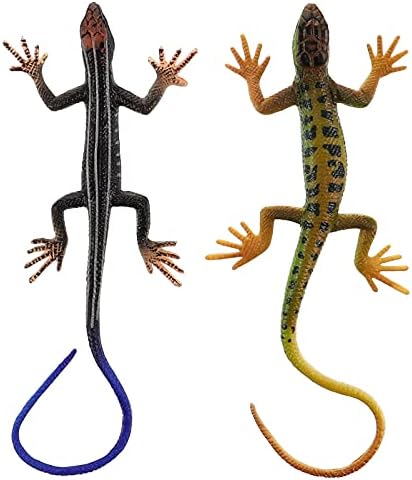 NUOBESTY Realistic Fake Lizards - 2Pcs Artificial Model Reptile Lizard Action Figures for Trick Play
