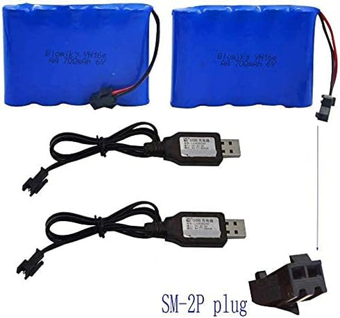Blomiky 2 Pack 6.0V 700mAh Ni-CD AA Rechargeable Battery Pack, Fit for Old Version 11.5Inch Amphibious Stunt RC Cars
