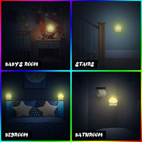 Mudder 2 Pack Night Light Plug into Wall, Soft LED Night Light for Nursery, Warm Sensor Plug-in, Cloud & Yellow