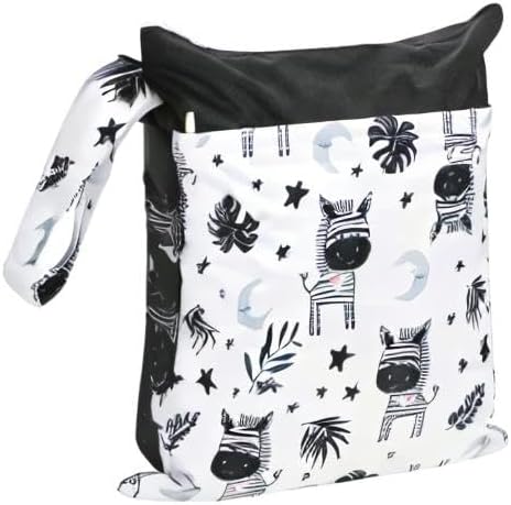 Zebra Print Waterproof Reusable Diaper Bags for Wet and Dry Storage