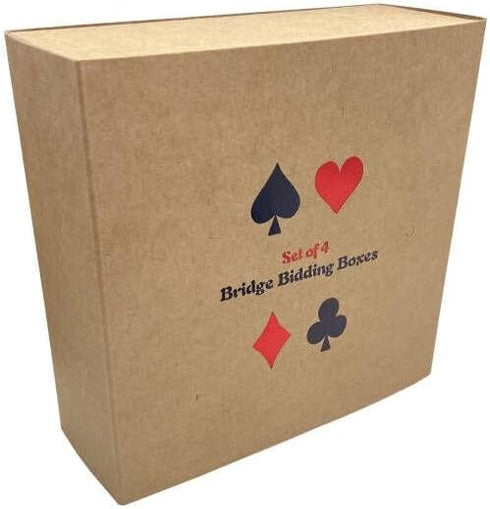 Bridge Bidding Boxes Set of 4 - Easy to Carry and Store for Bridge Players, Includes Waterproof Plastic Cards