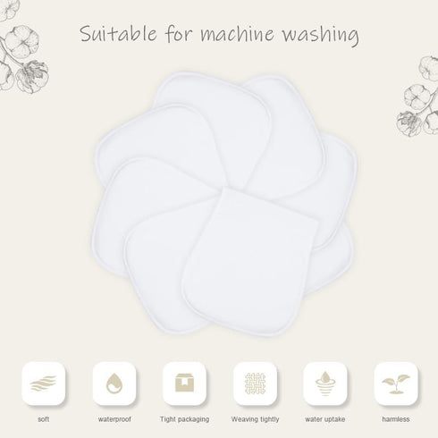 lazyrhino 8 Pack Baby Burp Cloths, Unisex for Boys and Girls, Super Absorbent and Soft Towel,Solid Color (White)