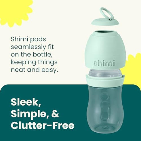 9oz, 2-Hole Pack 2 Shimi Baby Formula Bottles Refillable Formula Pods, Easy-to-Use Ultra-Durable Tritan Baby Bottles