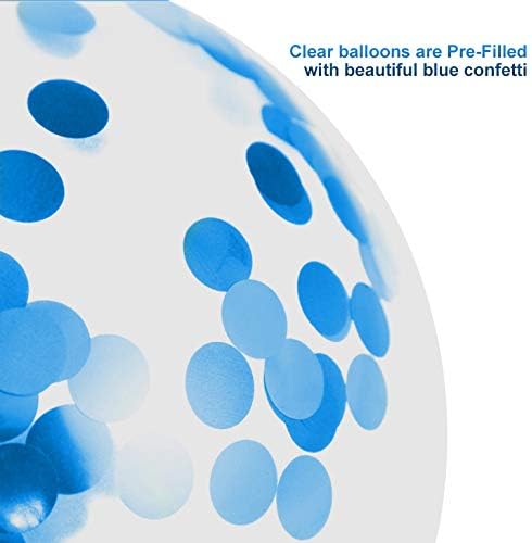 50pcs 12 inch Royal Blue Confetti Latex Balloons, Light Blue Baby Blue and White Party Balloons for Birthday Wedding