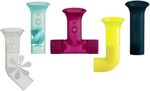 Boon Pipes Toddler Bath Toys - Multicolored Building Toys with Suction Cups, 5 Count for Kids Ages 12 Months and Up