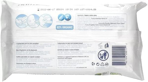 Natracare Organic Cotton Baby Wipes, 50 Count, Pack of 4