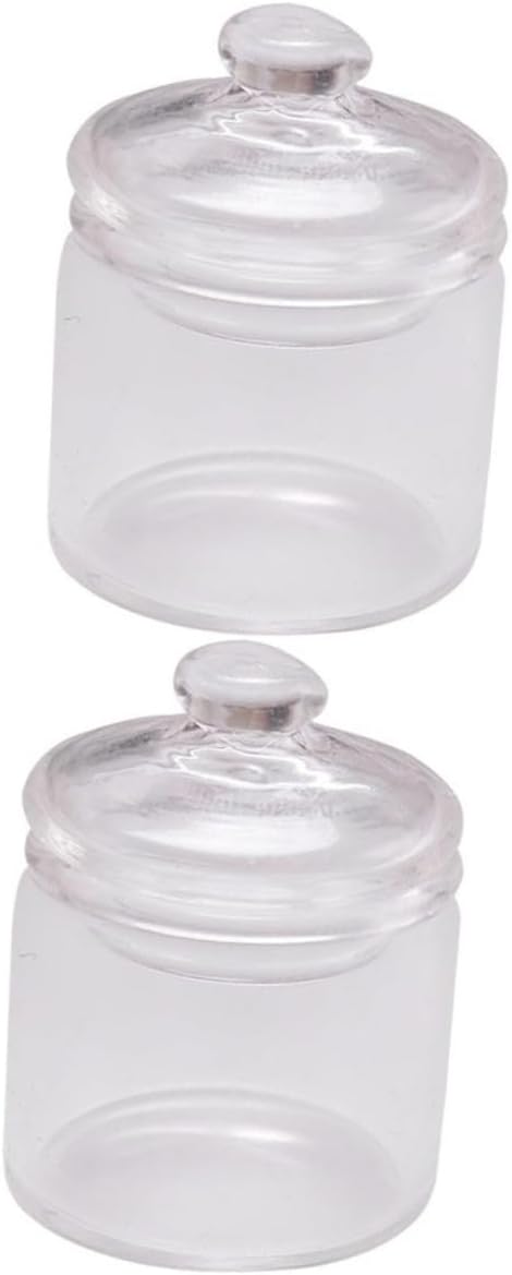 Artibetter 2 Pcs Miniature Jar 1:12 Doll Glass Jars with Lids, Miniature Glass Bottles for Doll House