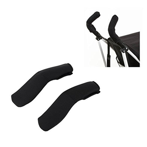 2Pcs Baby Stroller Armrest Cover, Removable Zipper Crossbar Elastic Protector Sleeve, Black