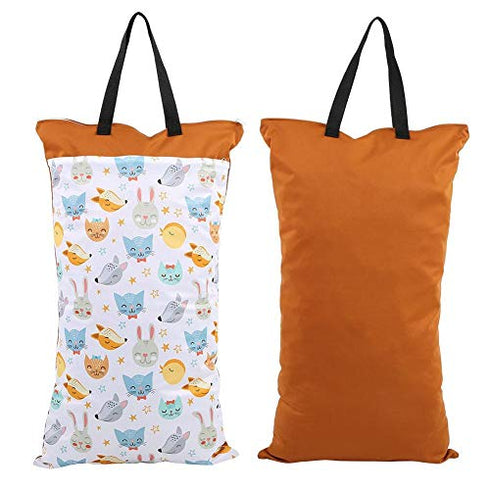 Waterproof,Reusable(EF160) Large Hanging Wet/Dry Pail Bag for Cloth Diaper,Inserts,Nappy, Laundry with Two Zippered
